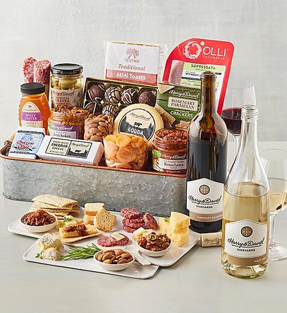 Gourmet Serving Tray Gift with Wine